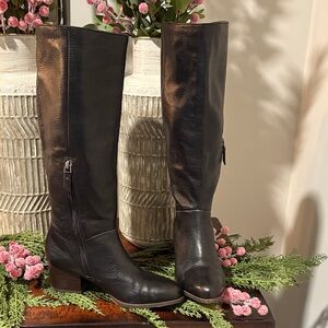 Johnston & Murphy Black Knee-High Leather Boots